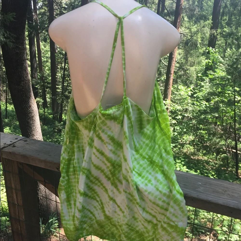Ashley Stewart lime  green and white tie dyed tunic  mini dress - Picture 10 of 11